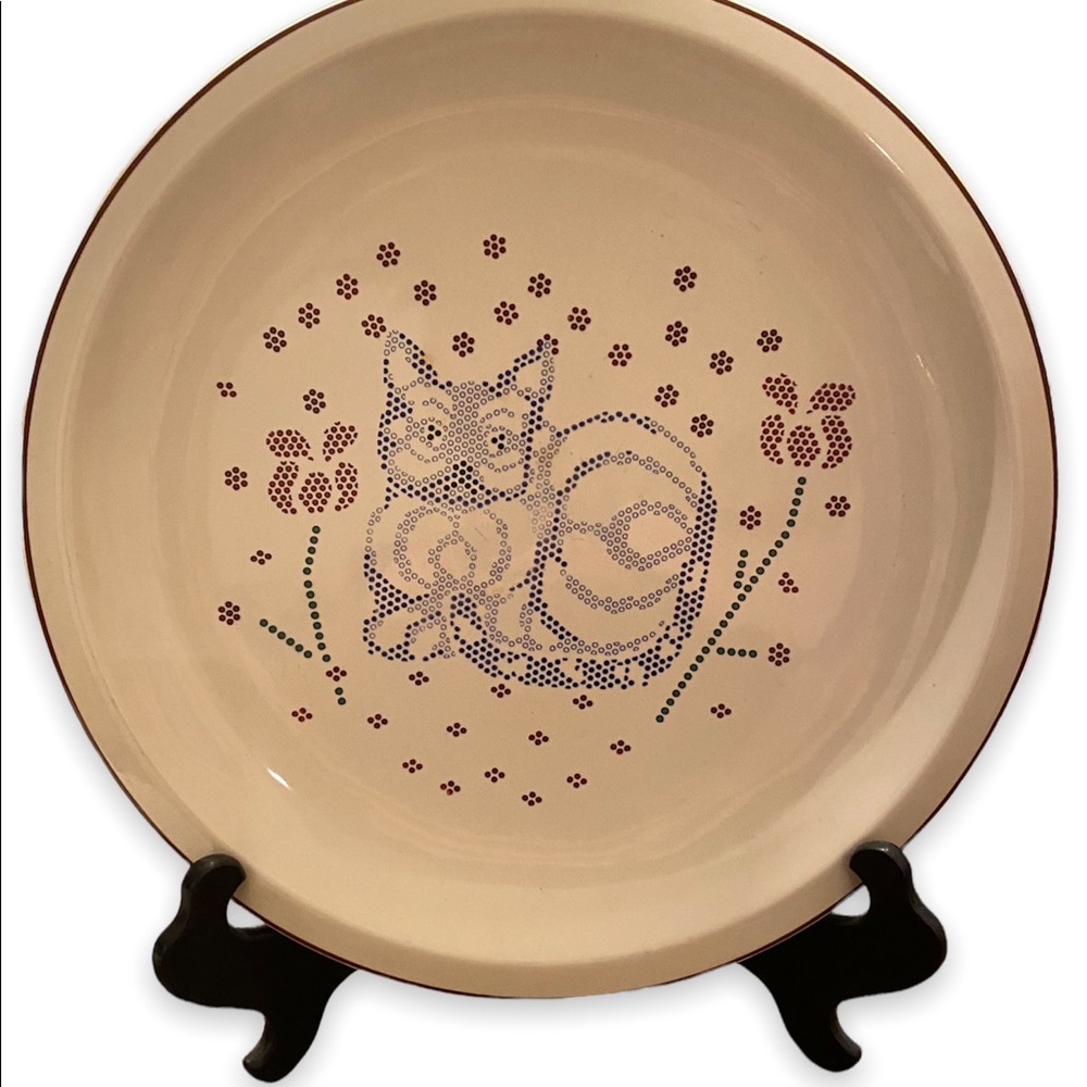 Vintage Pfaltzgraff USA PFA65 Cross-Stitch Cat 12” Round Platter Plate